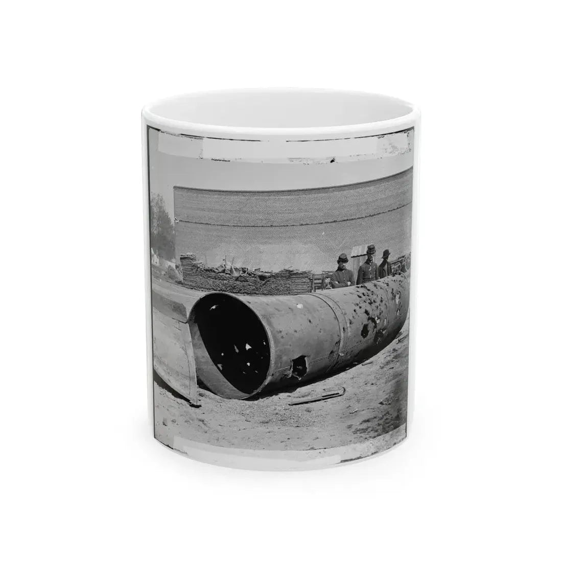 Rocketts, Richmond, Va. Battered Smokestack From C.S.S. Ironclad Ram Virginia No. 2 (U.S. Civil War) White Coffee Mug 11oz - Go Mug Yourself