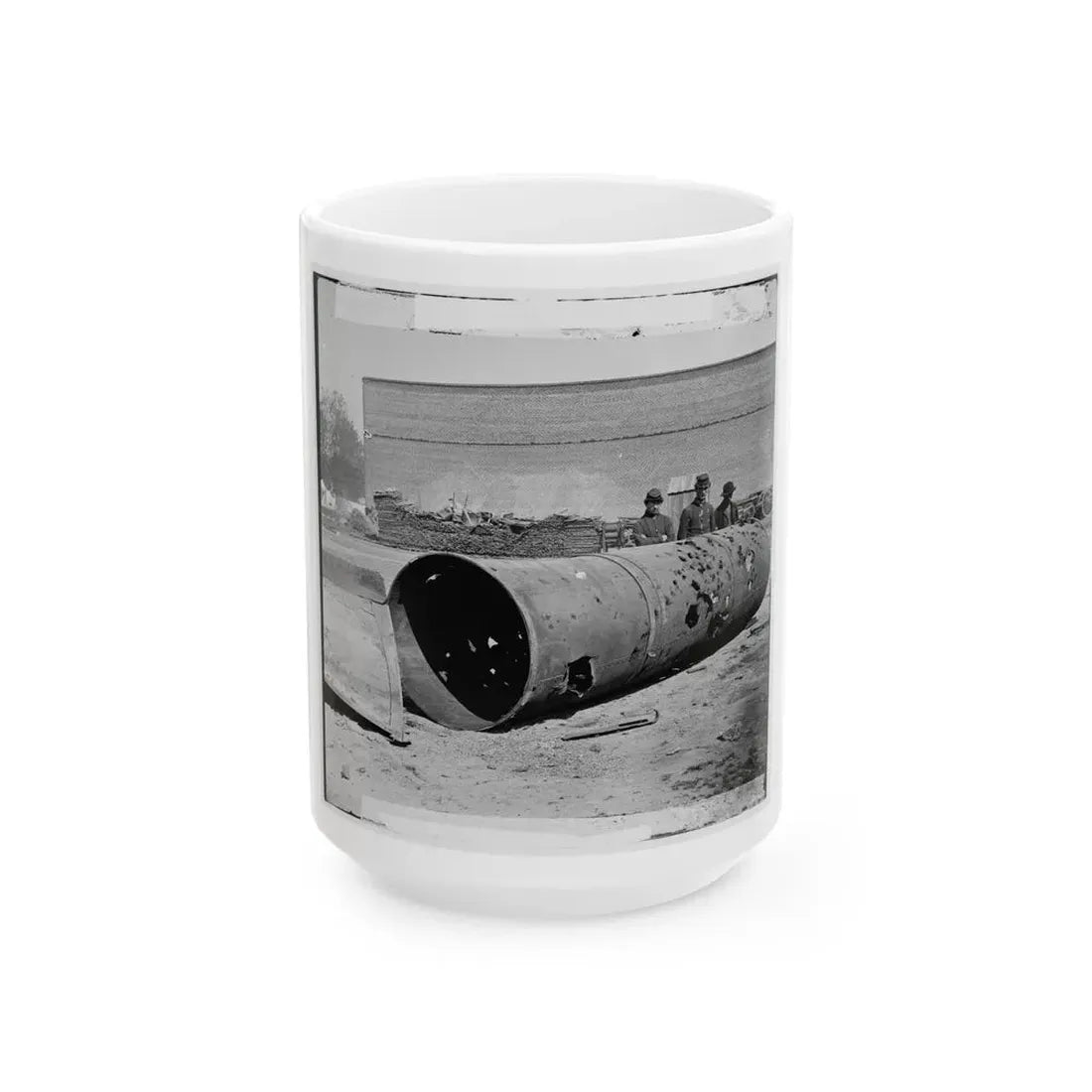 Rocketts, Richmond, Va. Battered Smokestack From C.S.S. Ironclad Ram Virginia No. 2 (U.S. Civil War) White Coffee Mug 15oz - Go Mug Yourself