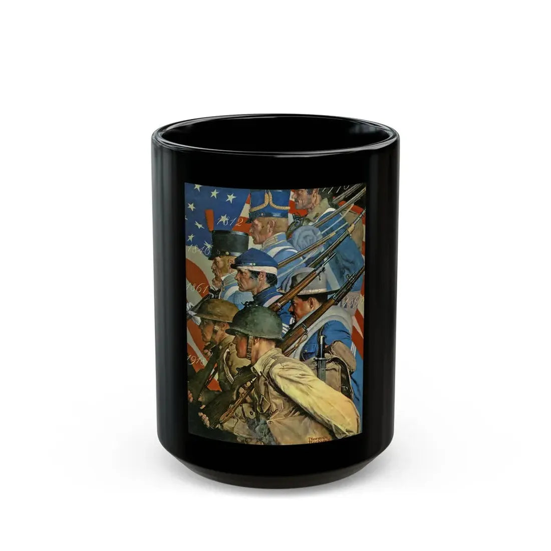Rockwell2 (12) - Black Coffee Mug 15oz - Go Mug Yourself