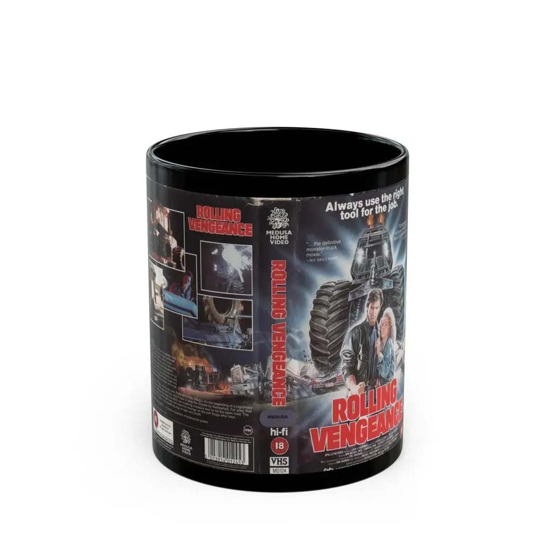 ROLLING VENGEANCE (VHS COVER) - Black Coffee Mug 11oz - Go Mug Yourself