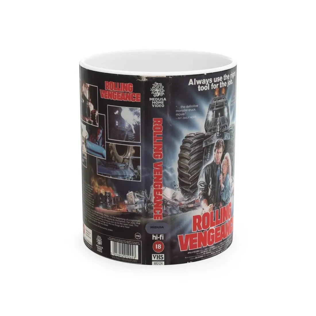 ROLLING VENGEANCE (VHS COVER) - White Coffee Mug 11oz - Go Mug Yourself