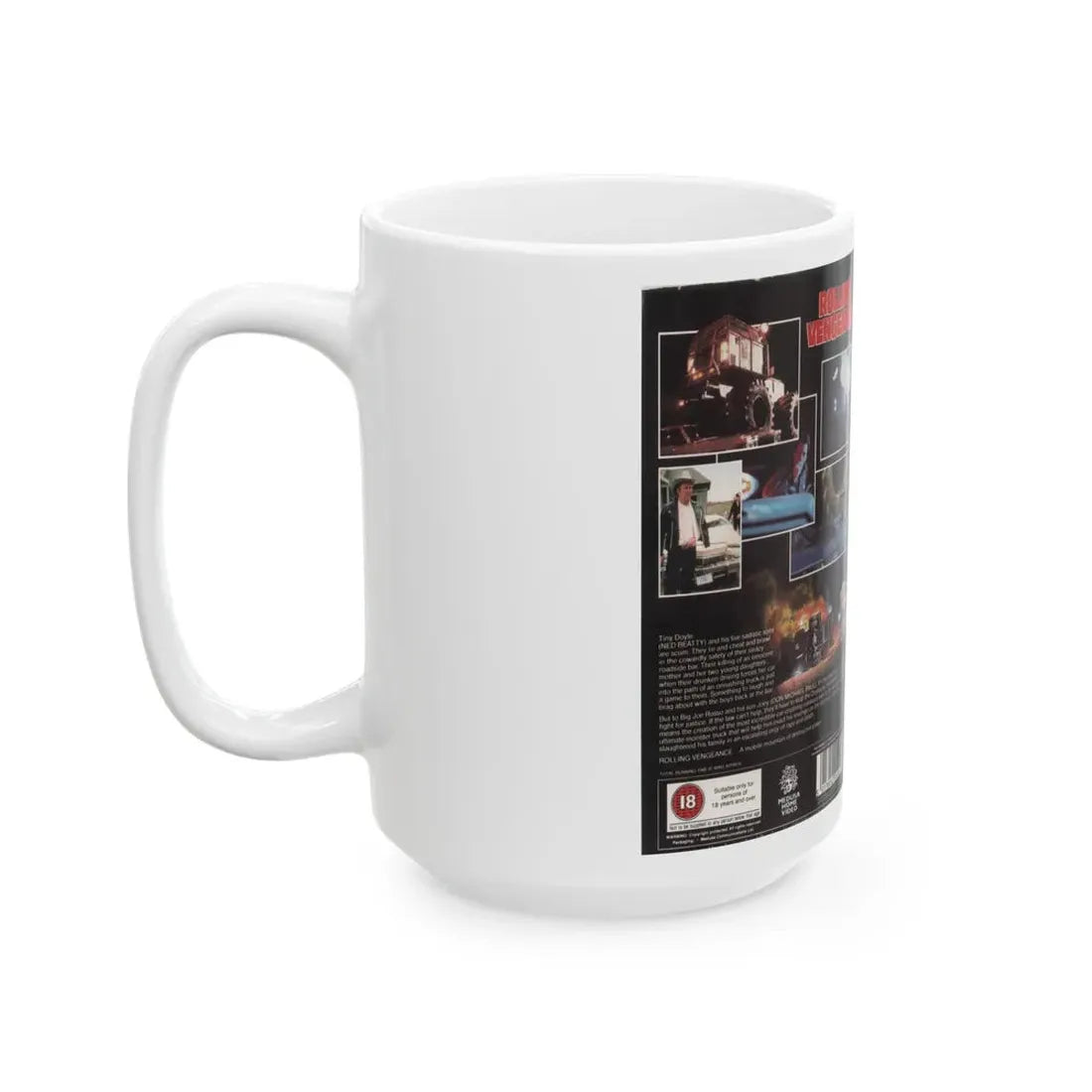 ROLLING VENGEANCE (VHS COVER) - White Coffee Mug - Go Mug Yourself