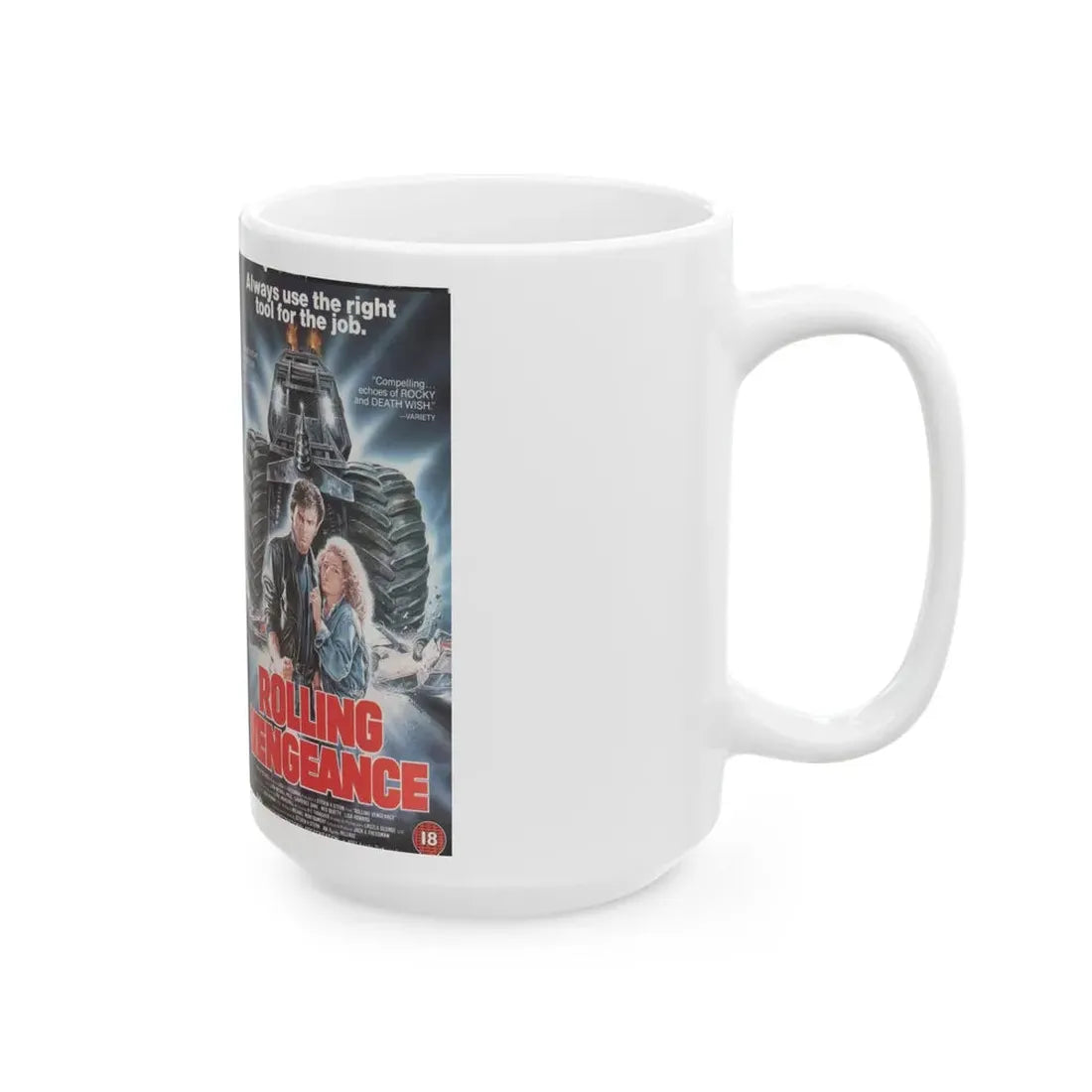 ROLLING VENGEANCE (VHS COVER) - White Coffee Mug - Go Mug Yourself