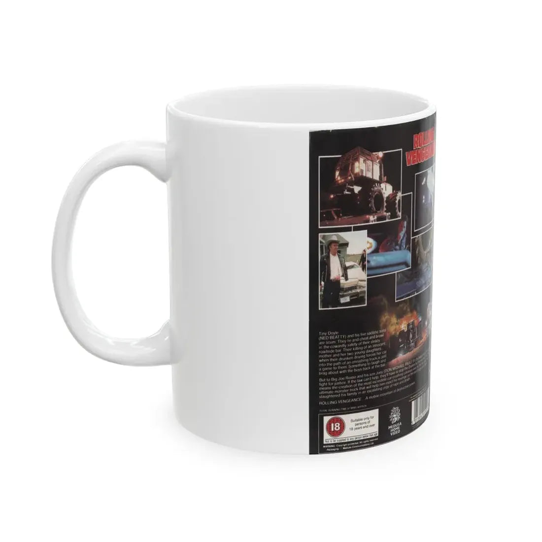 ROLLING VENGEANCE (VHS COVER) - White Coffee Mug - Go Mug Yourself