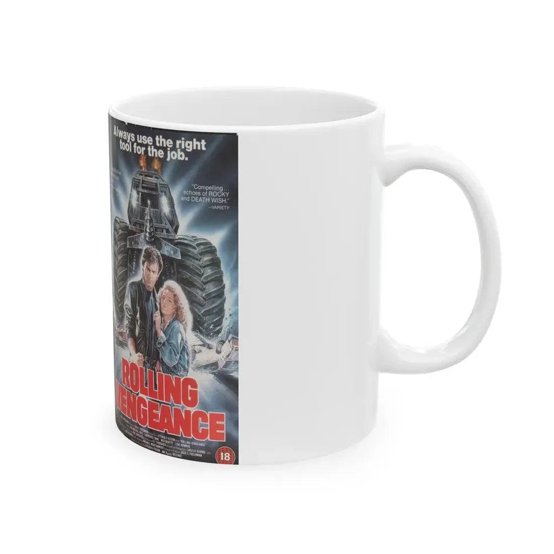 ROLLING VENGEANCE (VHS COVER) - White Coffee Mug - Go Mug Yourself