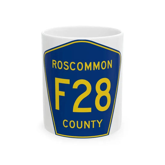 Roscommon County F-28 (Michigan) (Road Sign) White Coffee Mug 11oz - Go Mug Yourself