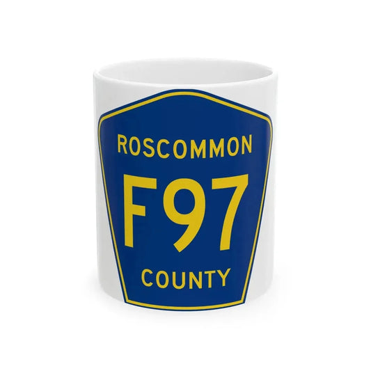 Roscommon County F-97 (Michigan) (Road Sign) White Coffee Mug 11oz - Go Mug Yourself
