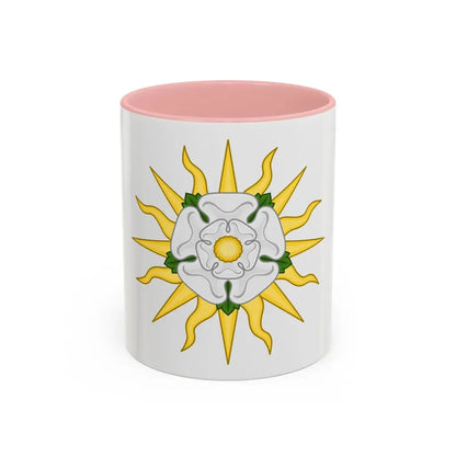 Rose en Soleil Badge of York - Accent Coffee Mug 11oz Pink - Go Mug Yourself
