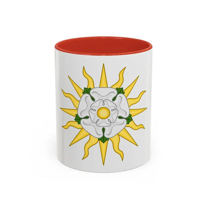 Rose en Soleil Badge of York - Accent Coffee Mug 11oz Red - Go Mug Yourself