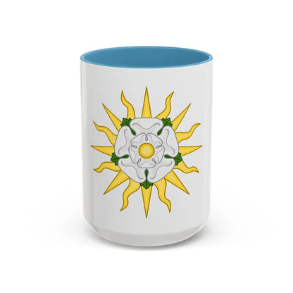 Rose en Soleil Badge of York - Accent Coffee Mug 15oz Light Blue - Go Mug Yourself