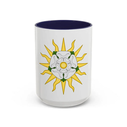 Rose en Soleil Badge of York - Accent Coffee Mug 15oz Navy - Go Mug Yourself