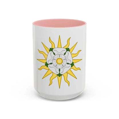 Rose en Soleil Badge of York - Accent Coffee Mug 15oz Pink - Go Mug Yourself