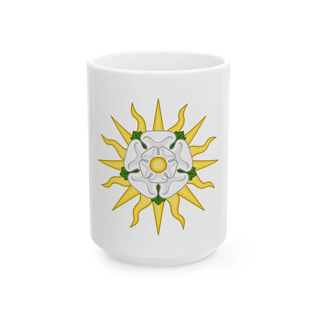 Rose en Soleil Badge of York - White Coffee Mug 15oz - Go Mug Yourself