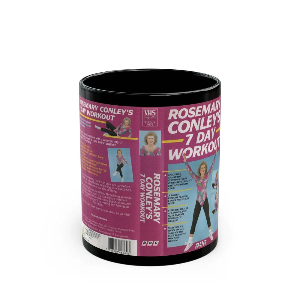 ROSEMARY CONLEYS 7 DAY WORKOUT (VHS COVER) - Black Coffee Mug-11oz-Go Mug Yourself