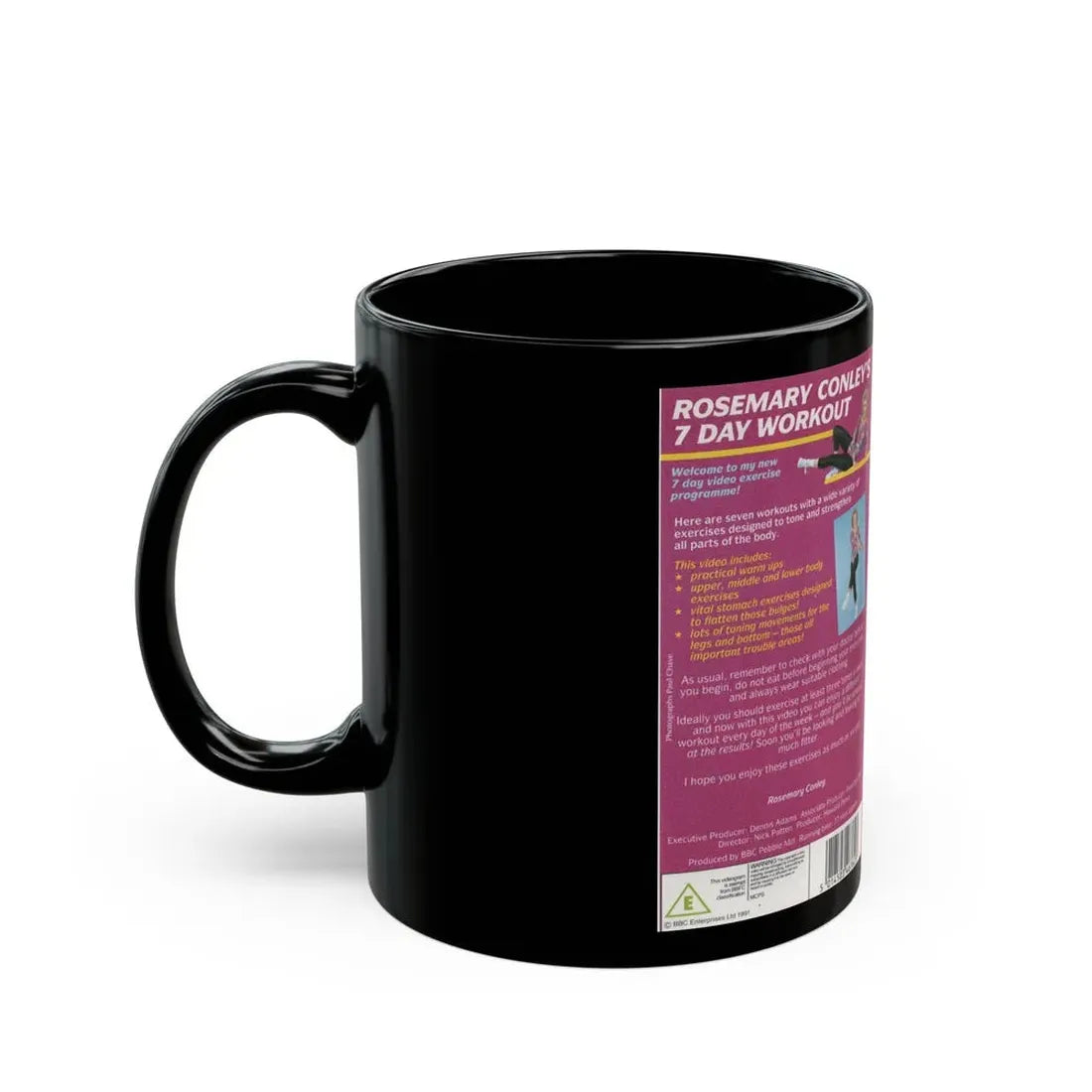 ROSEMARY CONLEYS 7 DAY WORKOUT (VHS COVER) - Black Coffee Mug - Go Mug Yourself