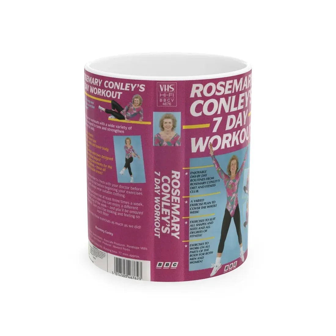 ROSEMARY CONLEYS 7 DAY WORKOUT (VHS COVER) - White Coffee Mug 11oz - Go Mug Yourself