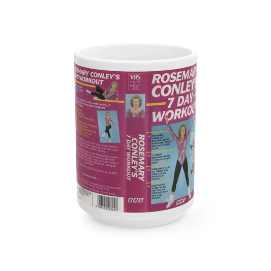 ROSEMARY CONLEYS 7 DAY WORKOUT (VHS COVER) - White Coffee Mug 15oz - Go Mug Yourself
