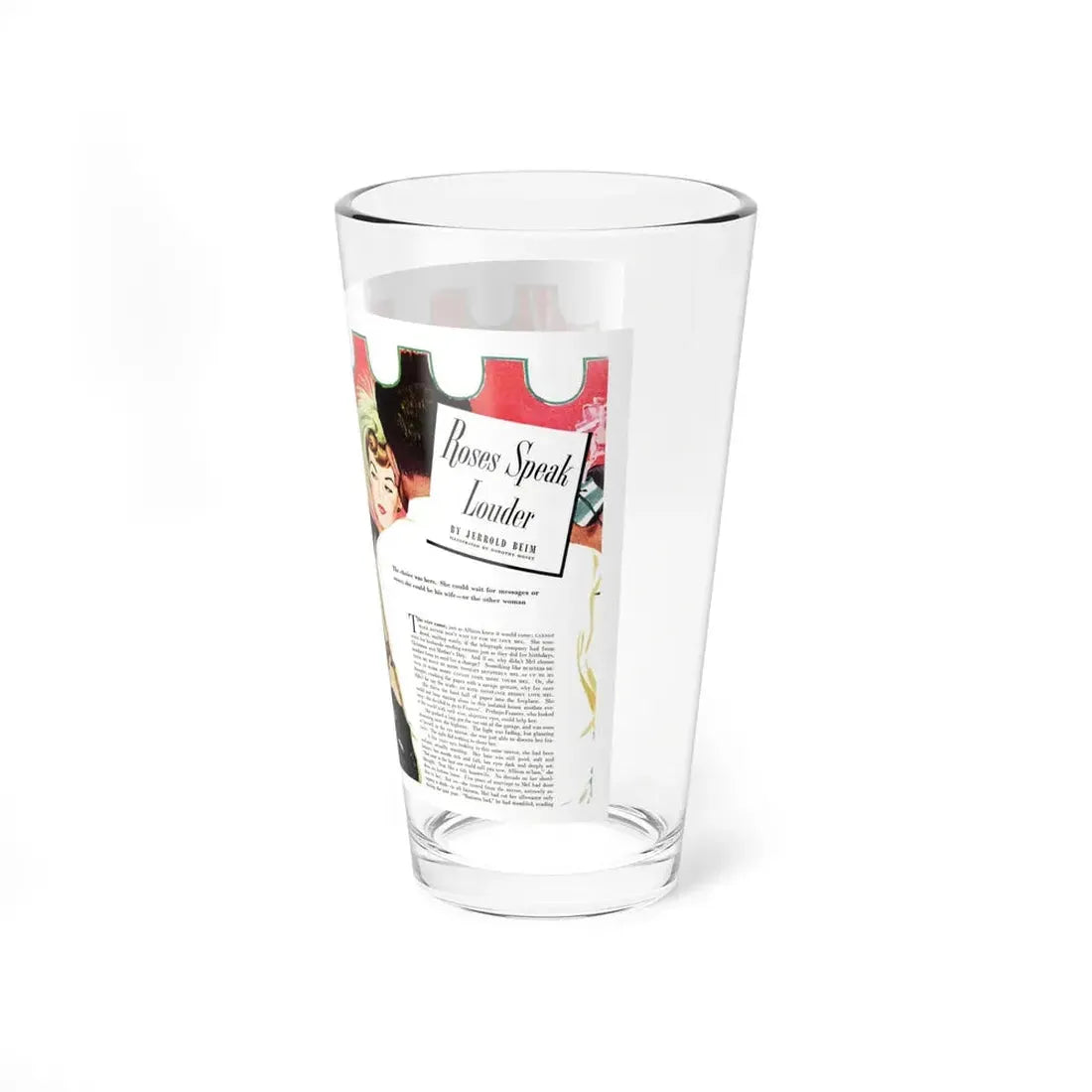 Roses Speak Louder, Redbook, August 1949 (Magazine Illustration) Pint Glass 16oz - Go Mug Yourself