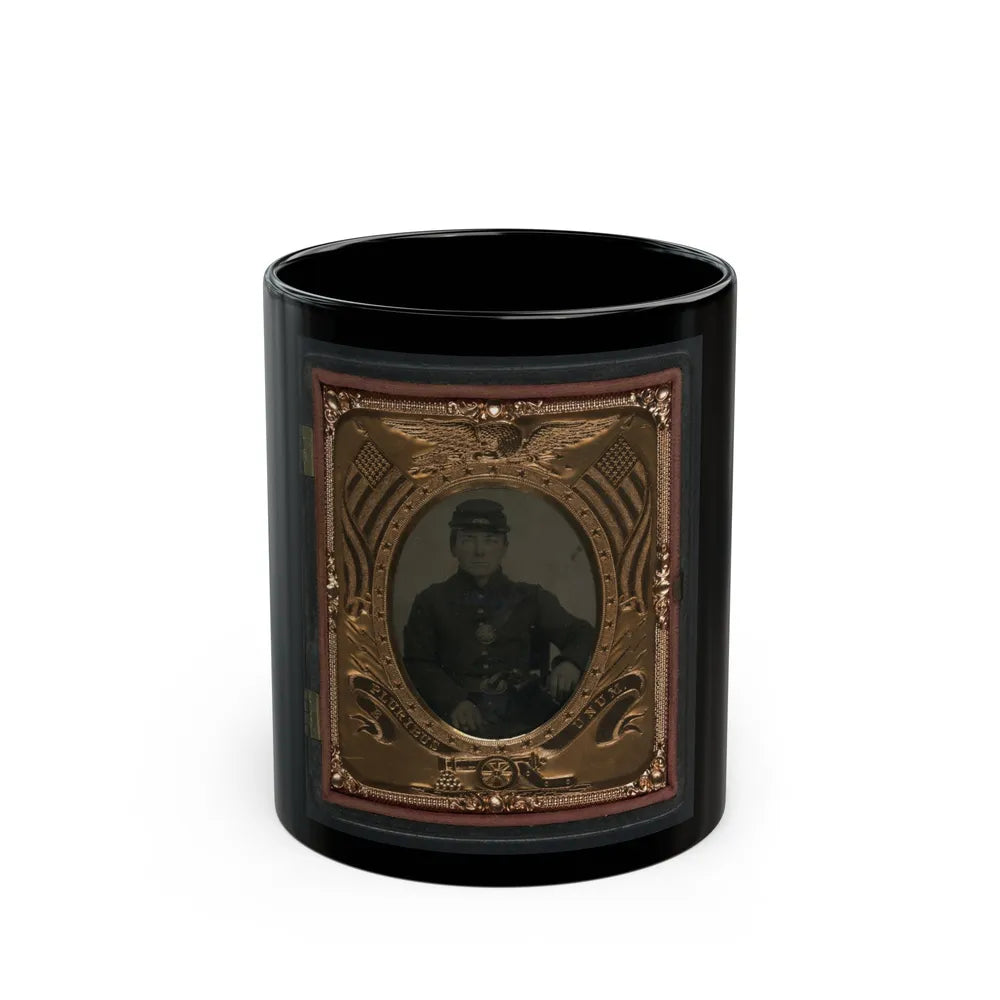 Roswell K. Bishop Of Company I, 123rd New York Infantry Regiment In Uniform With Holstered Revolver (U.S. Civil War) Black Coffee Mug-11oz-Go Mug Yourself