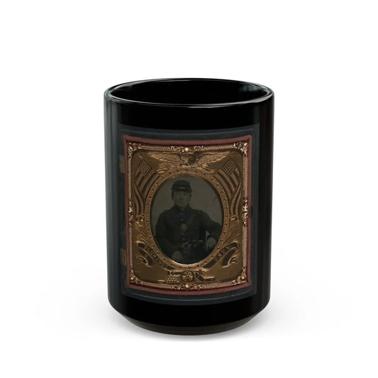 Roswell K. Bishop Of Company I, 123rd New York Infantry Regiment In Uniform With Holstered Revolver (U.S. Civil War) Black Coffee Mug-15oz-Go Mug Yourself