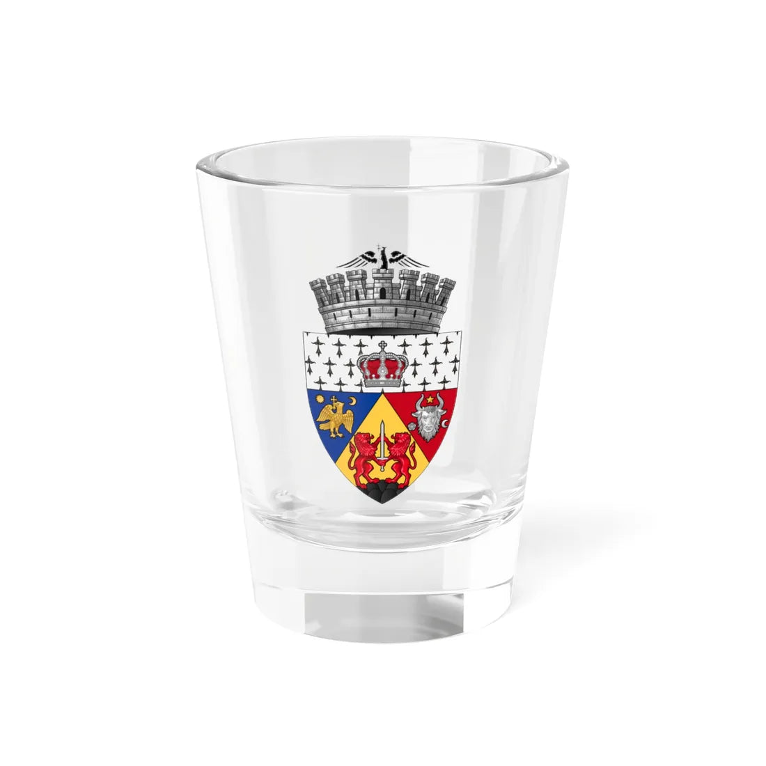 ROU AB Alba Iulia CoA (Oman) (Coat of Arms) Shot Glass 1.5oz 1.5oz - Go Mug Yourself