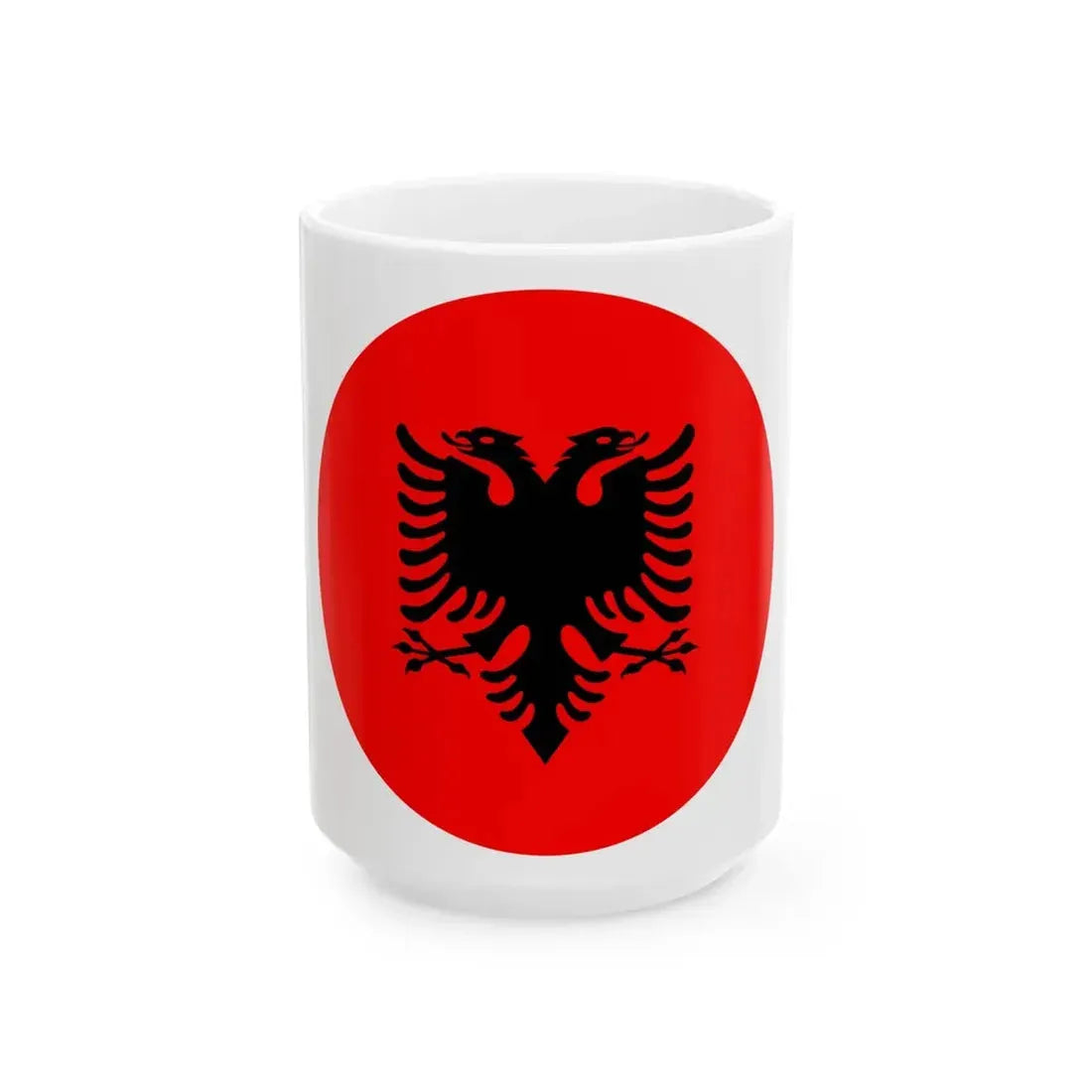 Roundel of Albania national flag (Albania) White Coffee Mug 15oz - Go Mug Yourself