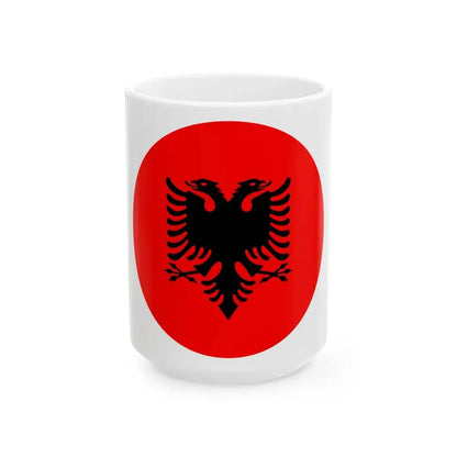 Roundel of Albania national flag (Albania) White Coffee Mug 15oz - Go Mug Yourself