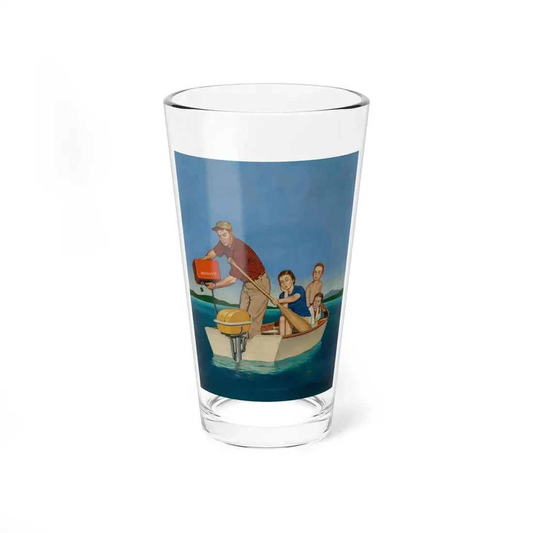 Row, We're Out of Gas, The Saturday Evening Post cover, June 27, 1959 (Magazine Illustration) Pint Glass 16oz 16oz - Go Mug Yourself