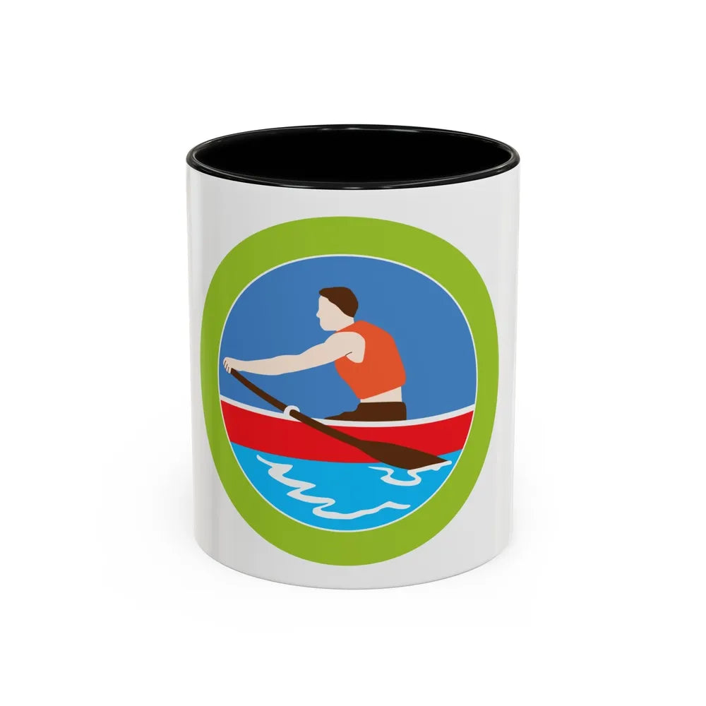 Rowing (Boy Scout Merit Badge) Accent Coffee Mug-11oz-Black-Go Mug Yourself