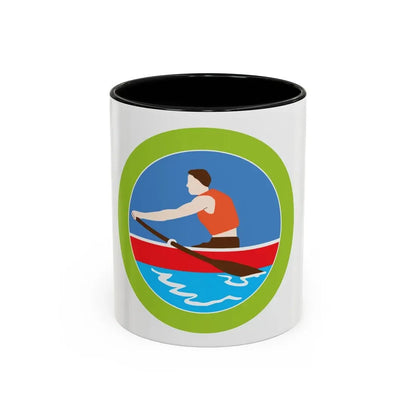 Rowing (Boy Scout Merit Badge) Accent Coffee Mug 11oz Black - Go Mug Yourself