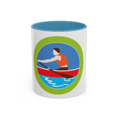 Rowing (Boy Scout Merit Badge) Accent Coffee Mug-11oz-Light Blue-Go Mug Yourself