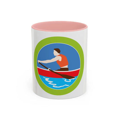 Rowing (Boy Scout Merit Badge) Accent Coffee Mug-11oz-Pink-Go Mug Yourself