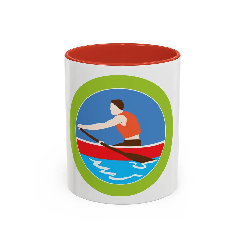 Rowing (Boy Scout Merit Badge) Accent Coffee Mug-11oz-Red-Go Mug Yourself