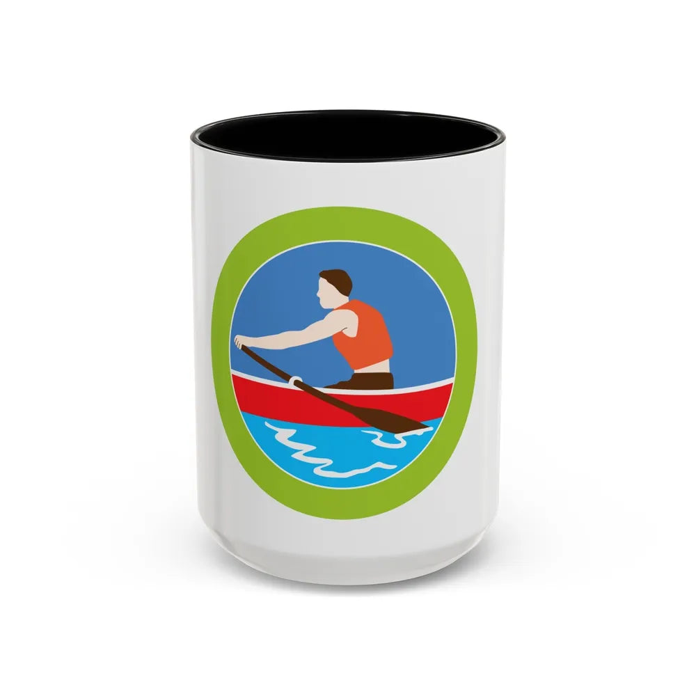 Rowing (Boy Scout Merit Badge) Accent Coffee Mug-15oz-Black-Go Mug Yourself