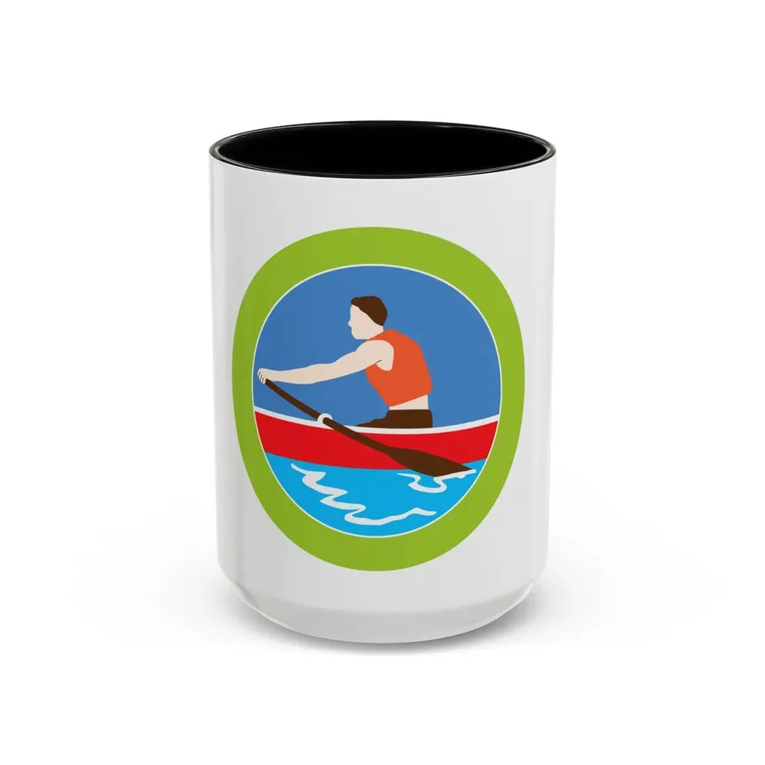 Rowing (Boy Scout Merit Badge) Accent Coffee Mug 15oz Black - Go Mug Yourself