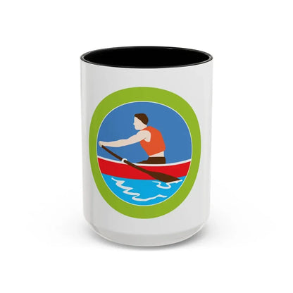 Rowing (Boy Scout Merit Badge) Accent Coffee Mug 15oz Black - Go Mug Yourself
