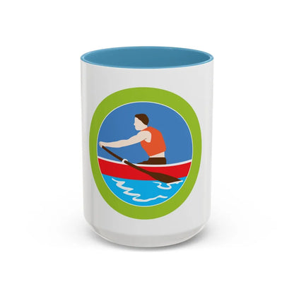 Rowing (Boy Scout Merit Badge) Accent Coffee Mug-15oz-Light Blue-Go Mug Yourself