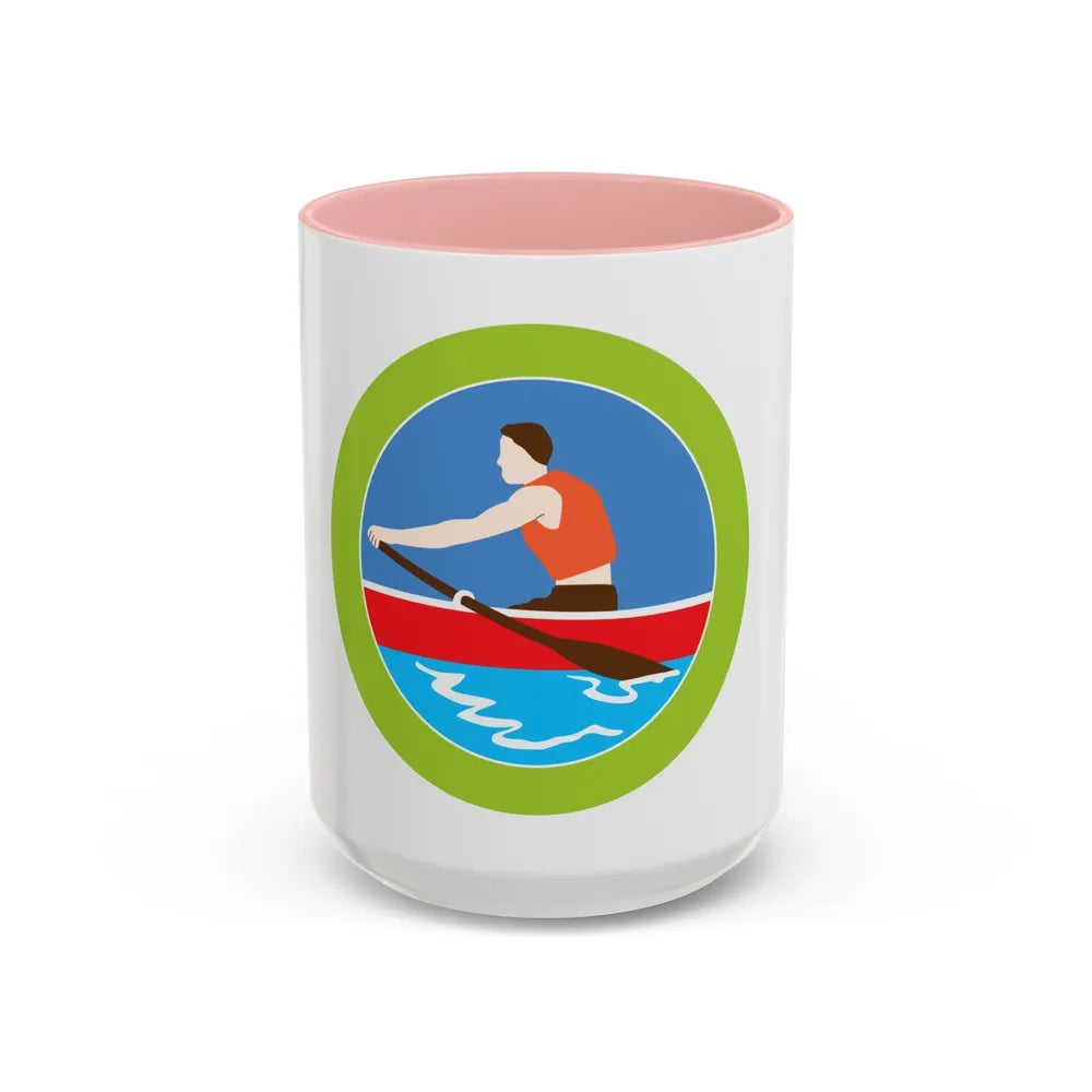 Rowing (Boy Scout Merit Badge) Accent Coffee Mug-15oz-Pink-Go Mug Yourself