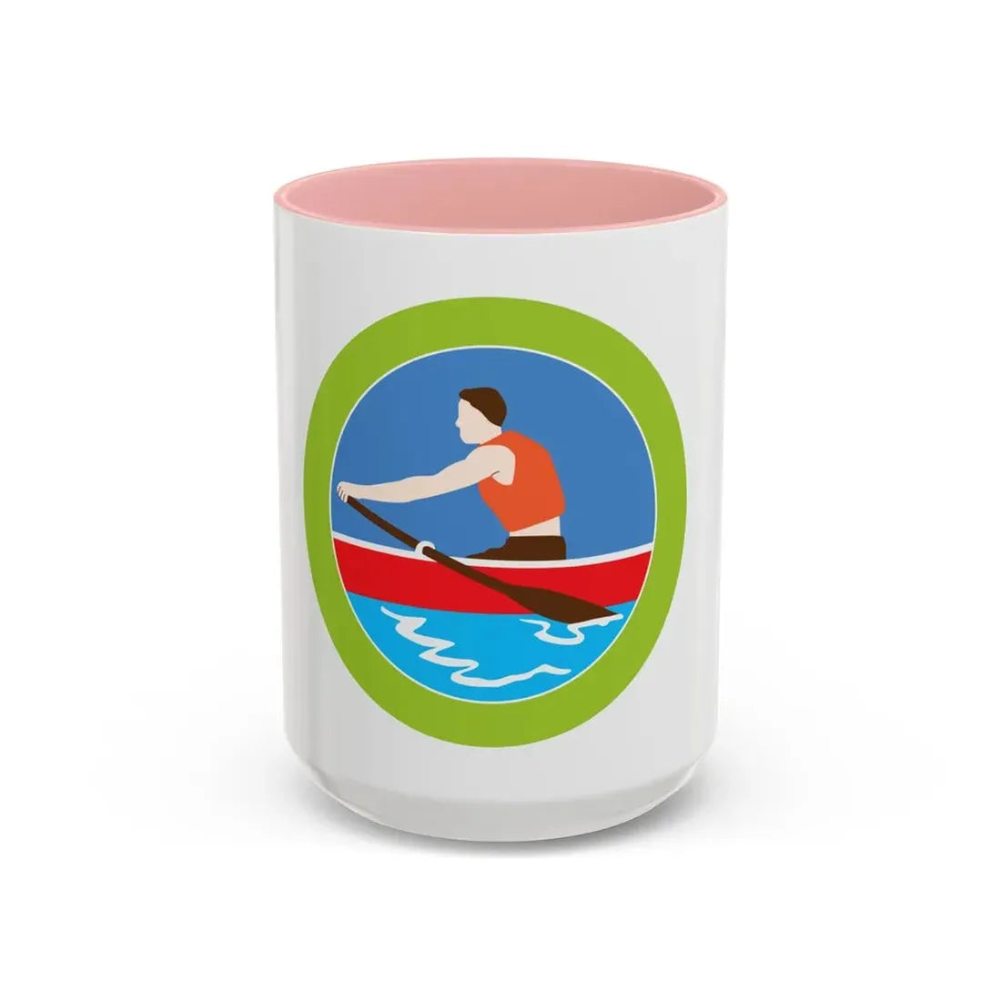 Rowing (Boy Scout Merit Badge) Accent Coffee Mug 15oz Pink - Go Mug Yourself