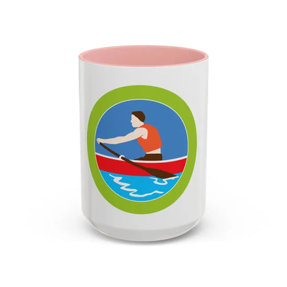 Rowing (Boy Scout Merit Badge) Accent Coffee Mug 15oz Pink - Go Mug Yourself