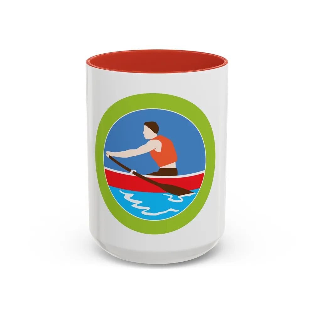 Rowing (Boy Scout Merit Badge) Accent Coffee Mug-15oz-Red-Go Mug Yourself