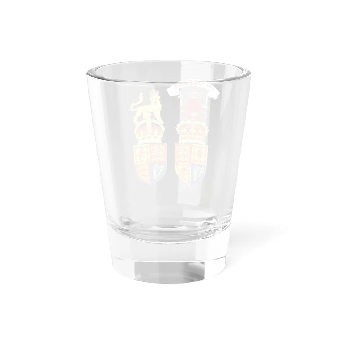 Royal arms and crests of the United Kingdom both variants (United Kingdom) (Coat of Arms) Shot Glass 1.5oz - Go Mug Yourself