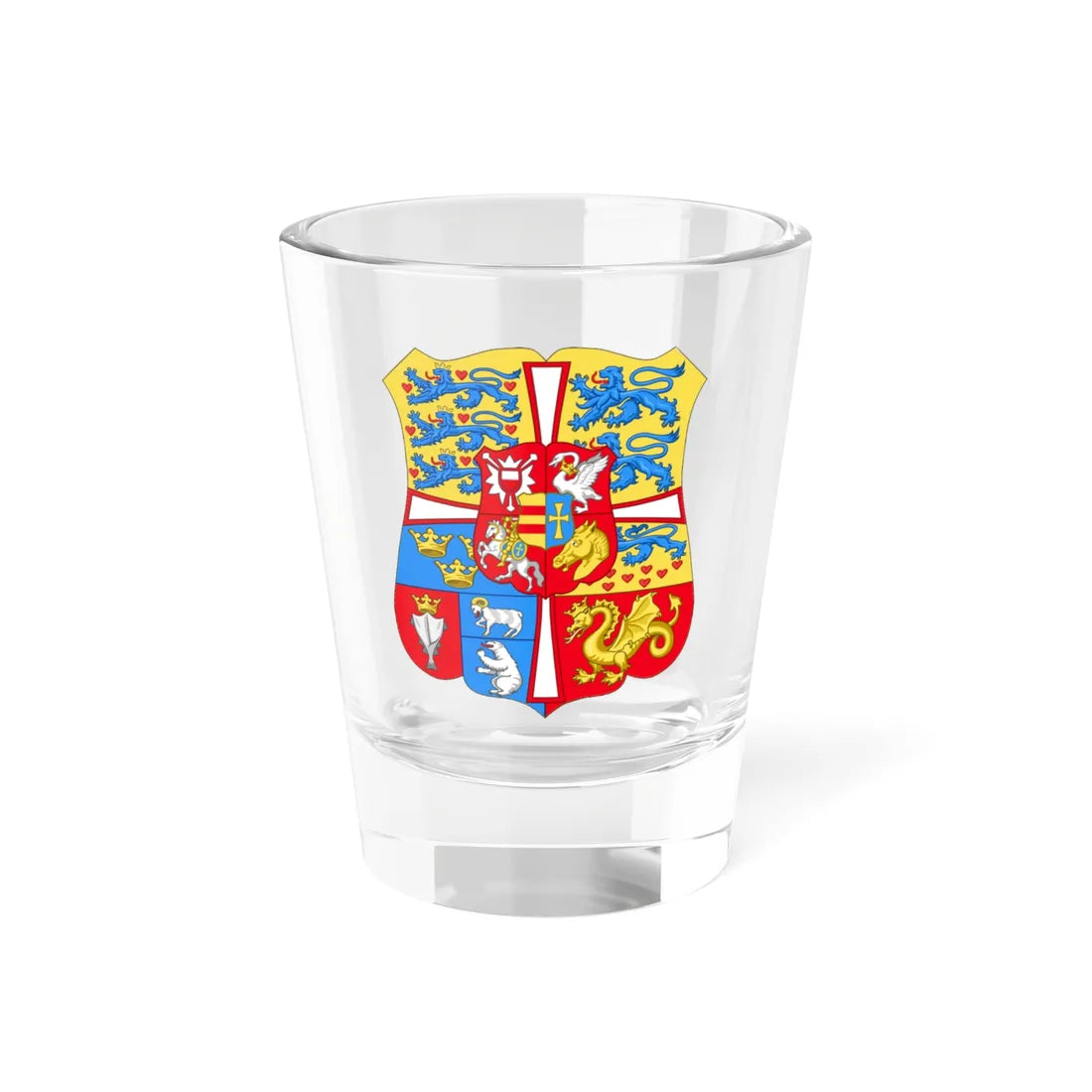 Royal arms of Denmark 1819-1903 (Denmark) (Coat of Arms) Shot Glass 1.5oz 1.5oz - Go Mug Yourself