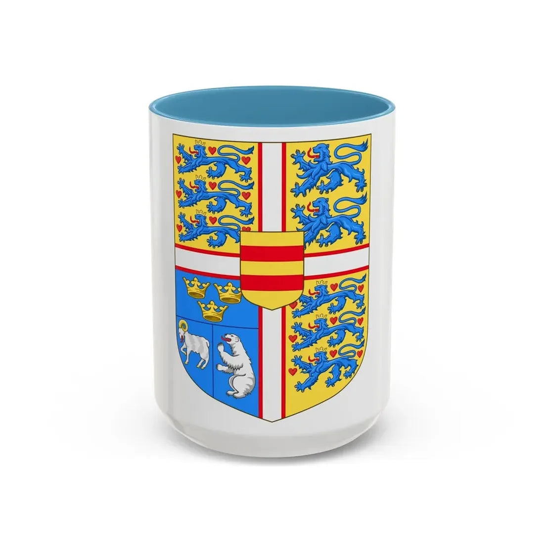 Royal arms of Denmark - Accent Coffee Mug 15oz Light Blue - Go Mug Yourself