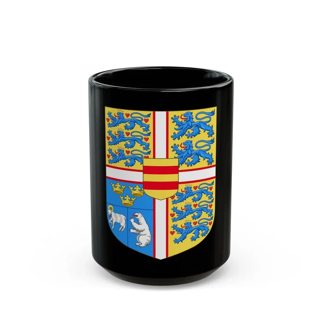 Royal arms of Denmark - Black Coffee Mug 15oz - Go Mug Yourself