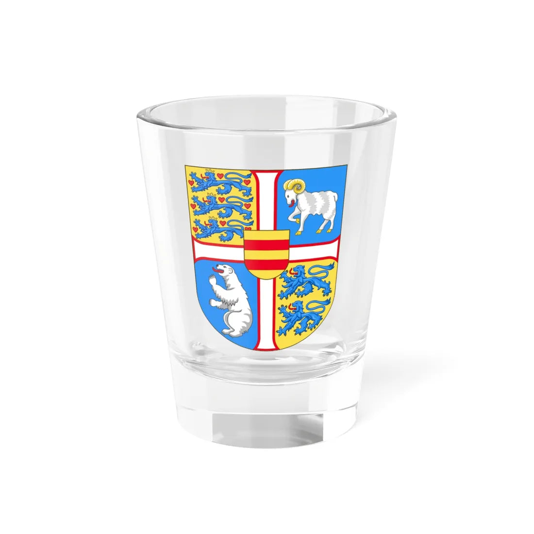 Royal arms of Denmark (Denmark) (Coat of Arms) Shot Glass 1.5oz 1.5oz - Go Mug Yourself