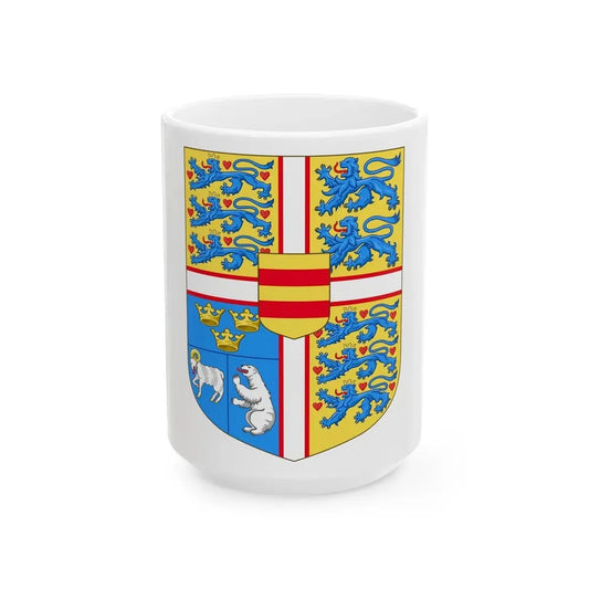 Royal arms of Denmark - White Coffee Mug 15oz - Go Mug Yourself