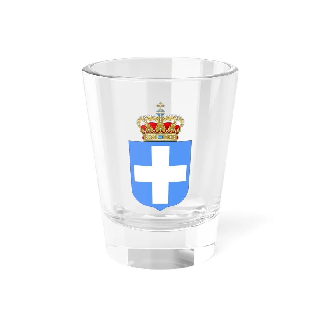 Royal Arms of Greece blue cross (Greece) (Coat of Arms) Shot Glass 1.5oz 1.5oz - Go Mug Yourself
