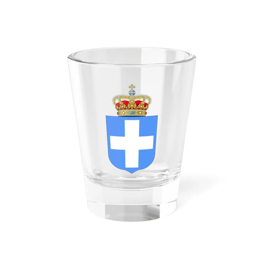 Royal Arms of Greece blue cross (Greece) (Coat of Arms) Shot Glass 1.5oz 1.5oz - Go Mug Yourself