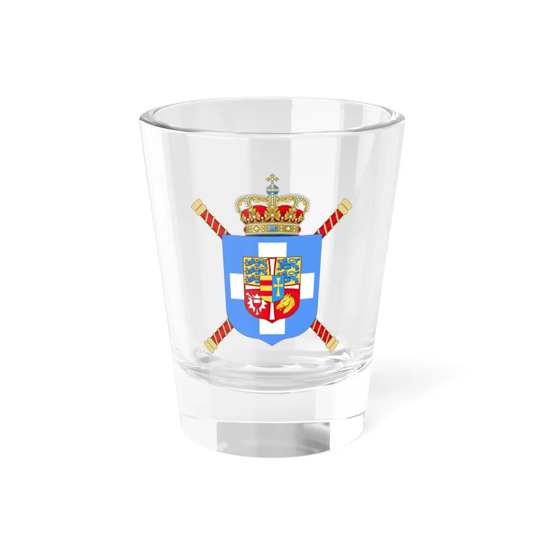 Royal Arms of King Constantine I of Greece (Greece) (Coat of Arms) Shot Glass 1.5oz 1.5oz - Go Mug Yourself